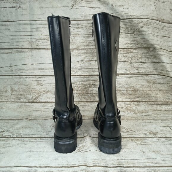HARLEY DAVIDSON BOOTS- Vtg Biker Motorcycle Womens 6.5 Chunky 90s Black Leather - Picture 6 of 11